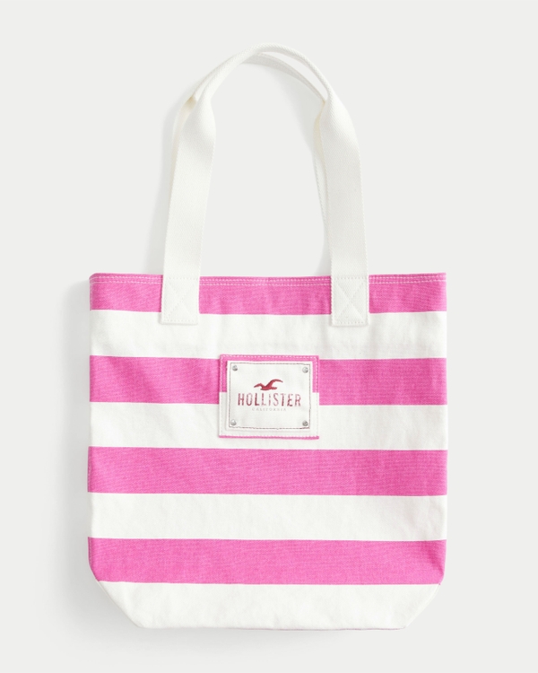 Cotton Canvas Tote, Pink Stripe view 1