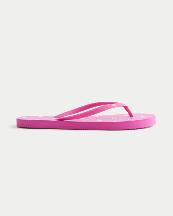 Icon Pattern Rubber Flip Flops, Pink Pattern view 2
