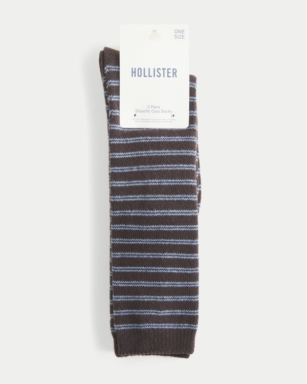 Slouchy Socks 2-Pack, Navy Stripe-cream view 2