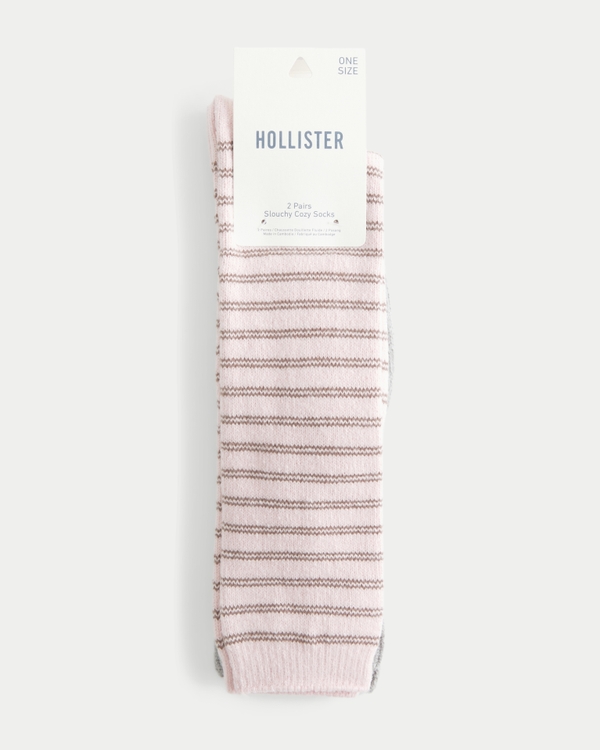 Slouchy Socks 2-Pack, Pink Stripe-grey view 2