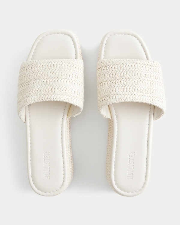 Raffia Platform Sandals, White view 1