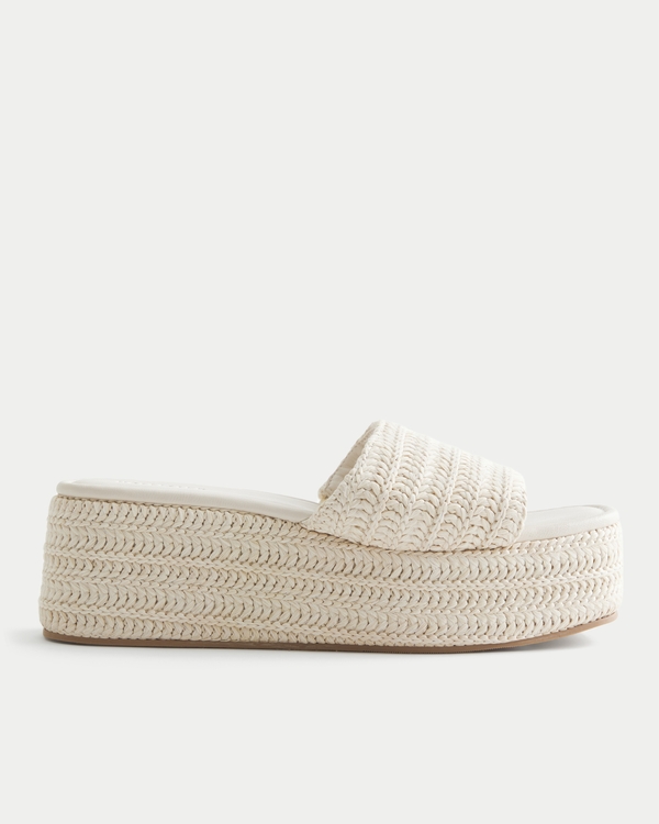 Raffia Platform Sandals, White view 2