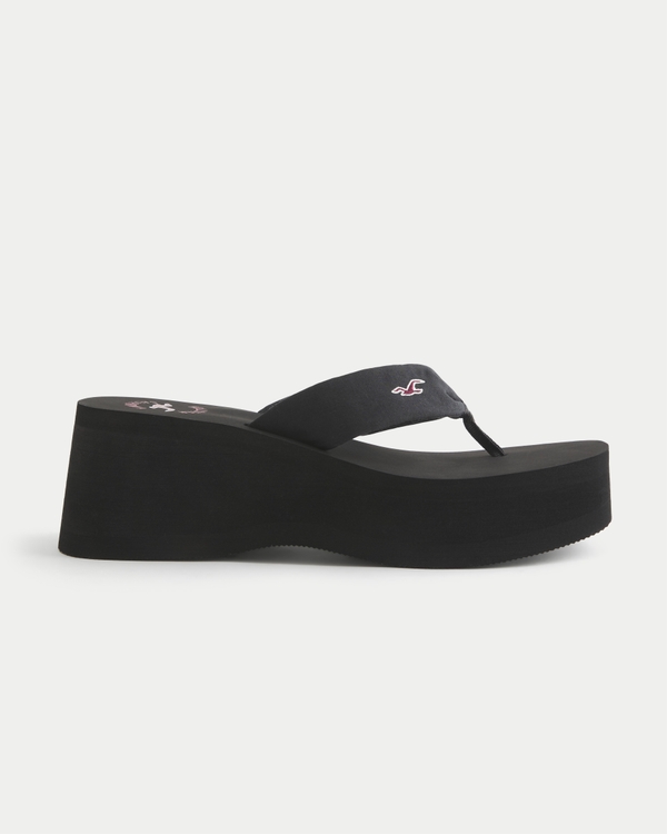 Platform Flip Flops, Black view 1