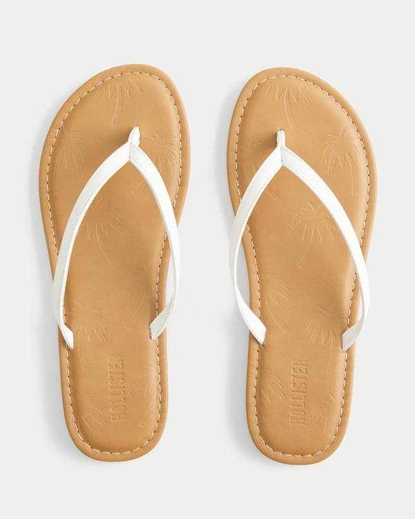 Faux Leather Flip Flops, Light Khaki view 1