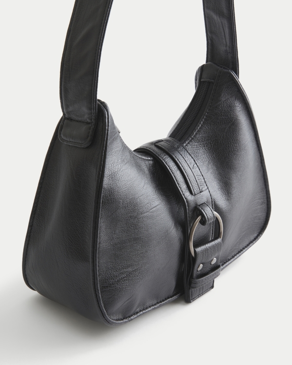 Belted Faux Leather Purse, Black view 2