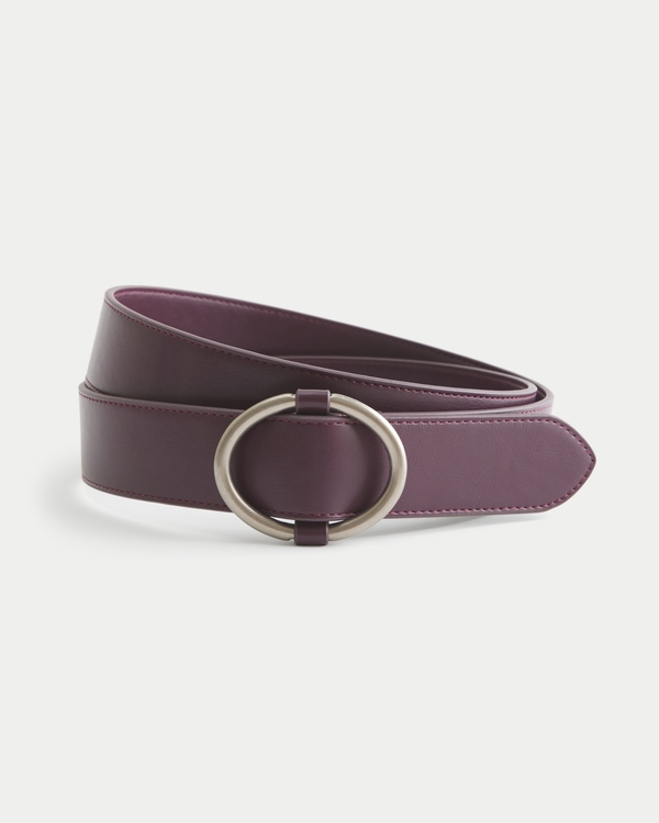 Burgundy Faux Leather Belt, Burgundy view 1