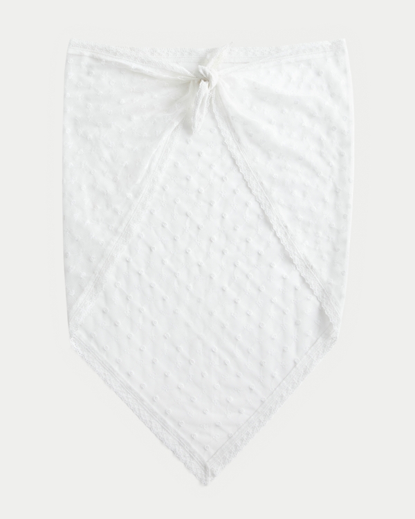 Lace Trim Mesh Bandana Belt, White view 1