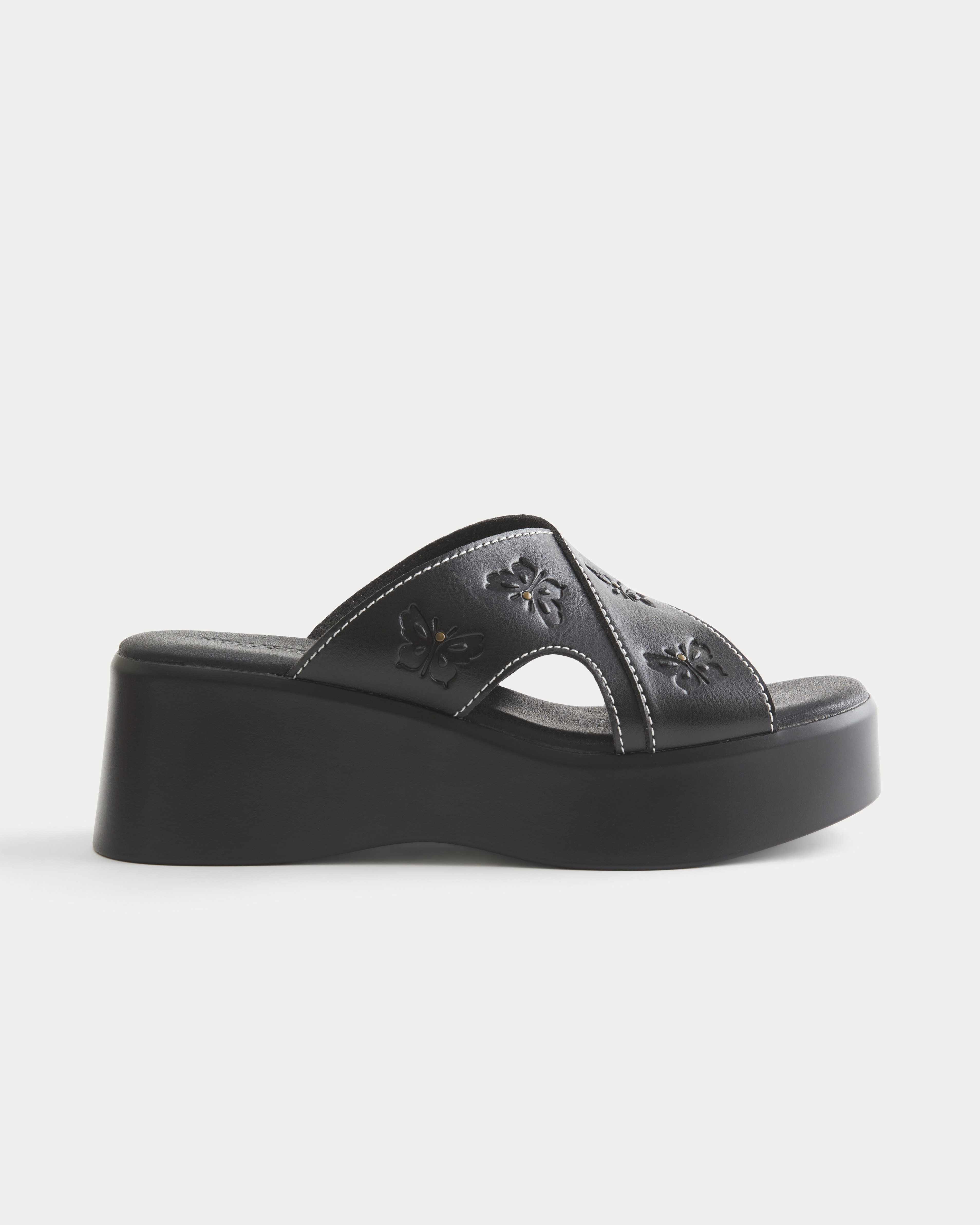 Faux Leather Platform Sandals