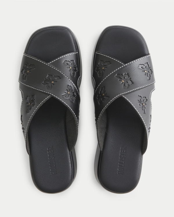 Faux Leather Platform Sandals, Black view 2