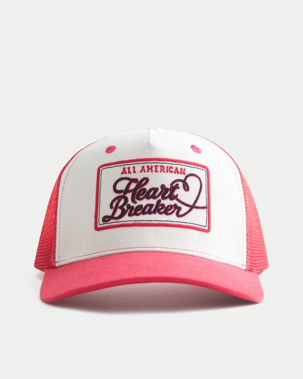 All American Heart Breaker Graphic Trucker Hat, Red view 1