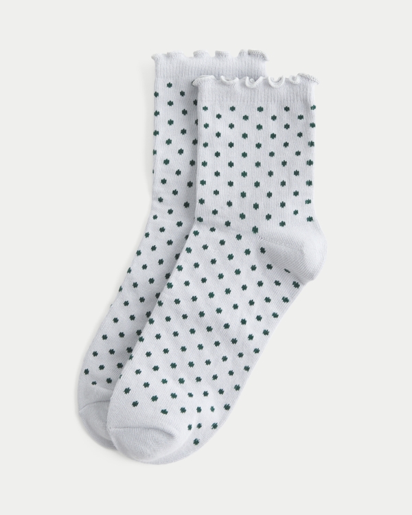 Dot Pattern Socks, Light Grey Dot view 1