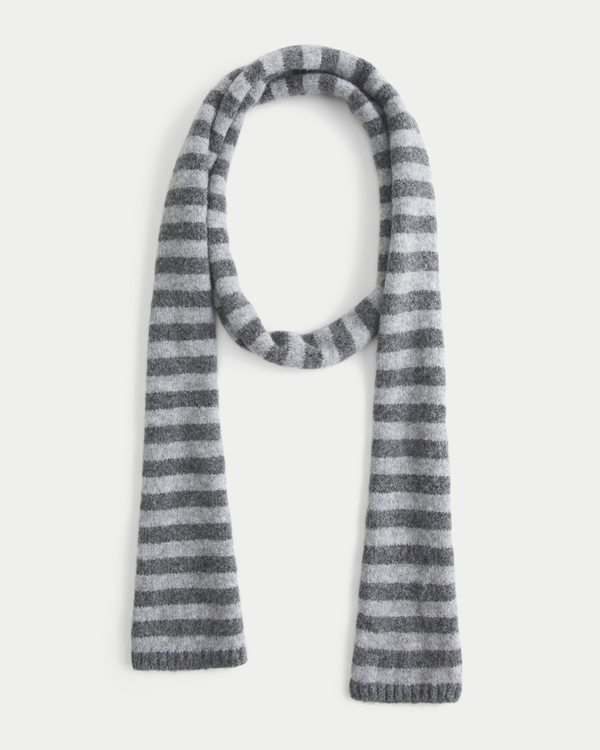 Cozy Knit Scarf, Dark Grey Stripe view 1