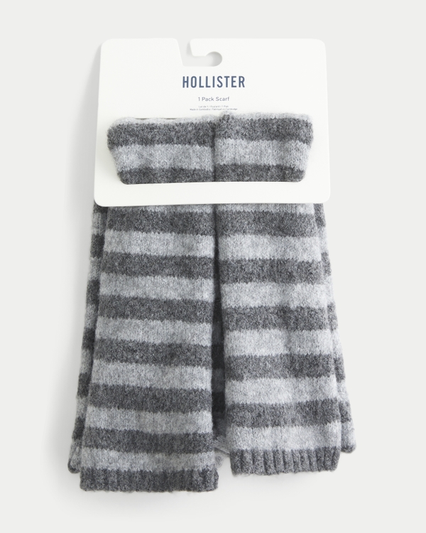 Cozy Knit Scarf, Dark Grey Stripe view 2