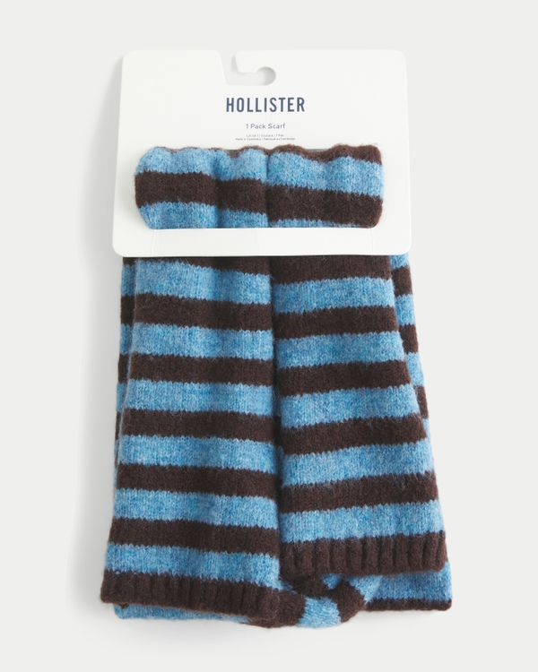 Cozy Knit Scarf, Blue Stripe view 2