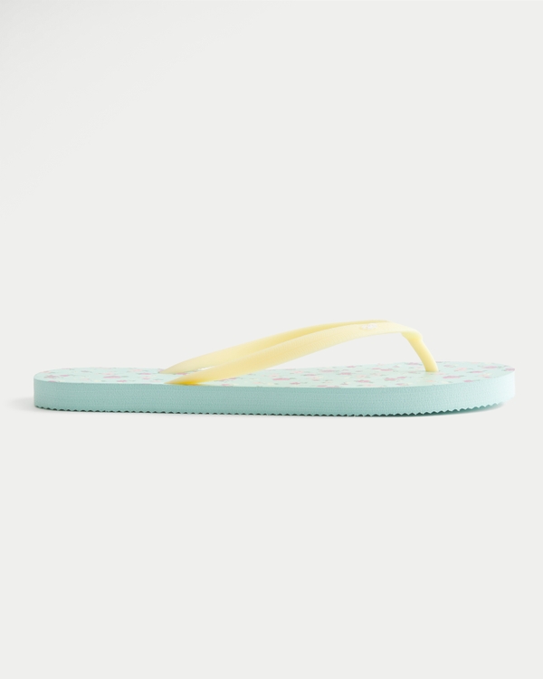Patterned Rubber Flip Flops, Turquoise Floral view 2