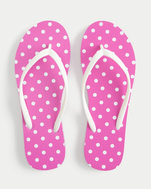 Patterned Rubber Flip Flops, Pink Dot view 1