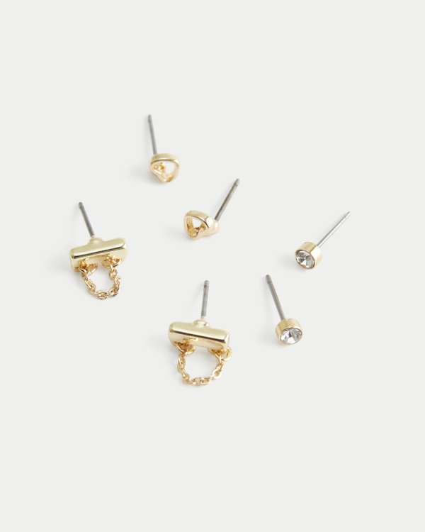 Bar Stud Earring 3-Pack, Gold 3 Pk view 1