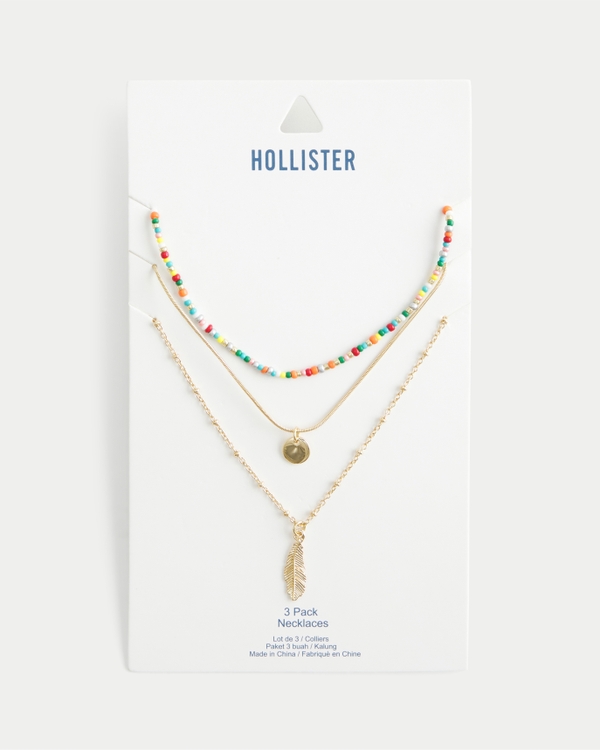 Feather Necklace 3-Pack, Gold 3 Pk view 2