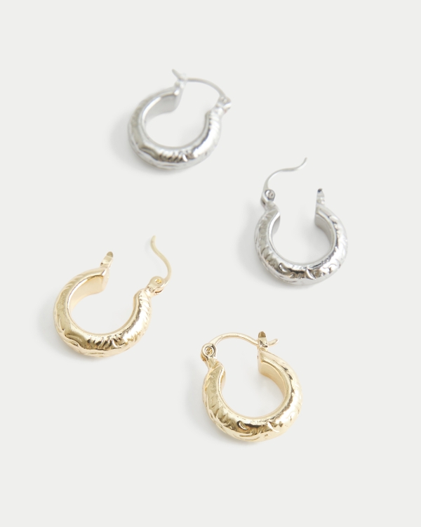 Silver and Gold Hoop Earring 2-Pack, Gold-silver view 1
