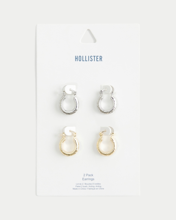 Silver and Gold Hoop Earring 2-Pack, Gold-silver view 2