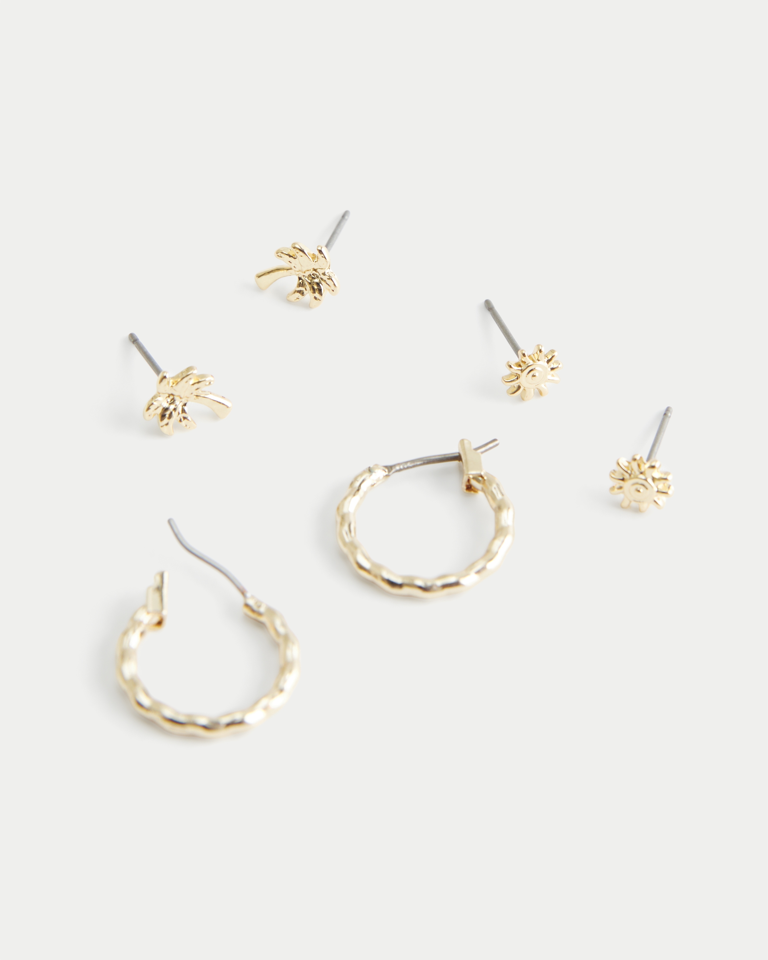 Palm Tree Stud & Hoop Earring 3-Pack