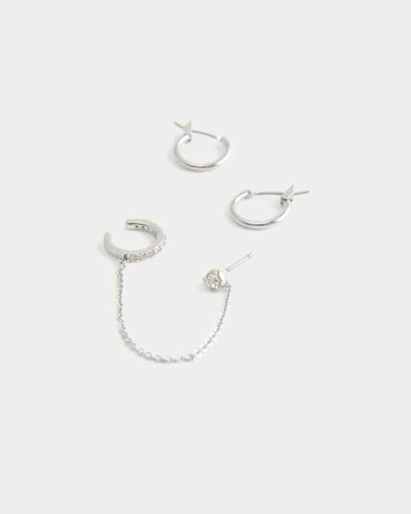 Hoop & Cuff Earring 2-Pack, Silver view 1