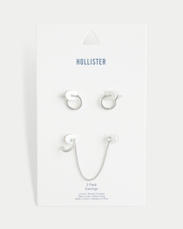 Hoop & Cuff Earring 2-Pack, Silver view 2