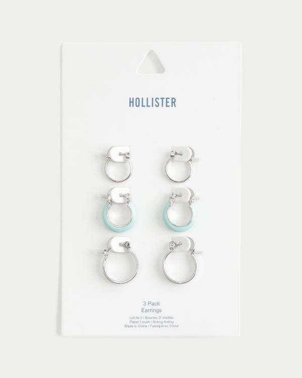 Turquoise Hoop & Stud Earring 3-Pack, Silver 3 Pk view 2