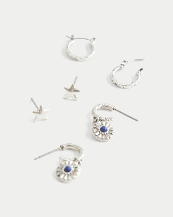 Two Hoops & Stud Email 3-Pack, Silver 3 Pk view 1