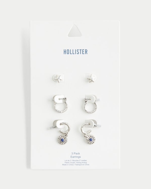 Two Hoops & Stud Email 3-Pack, Silver 3 Pk view 2