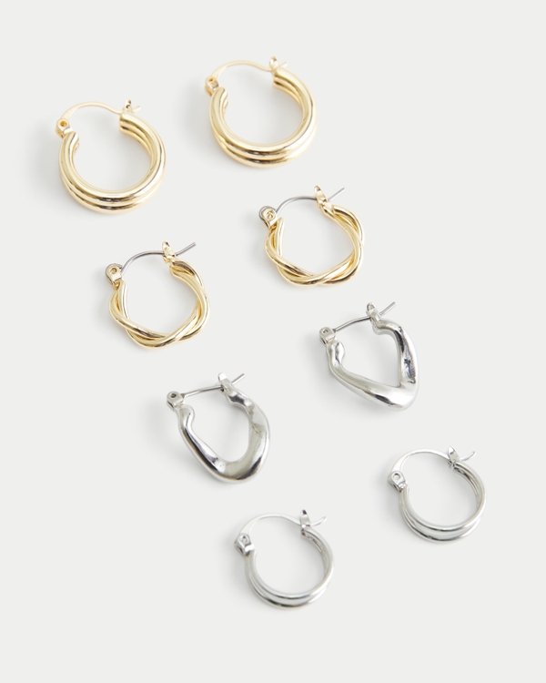 Classic 4-Pack Hoop Earrings, Gold Silver 4 Pk view 1