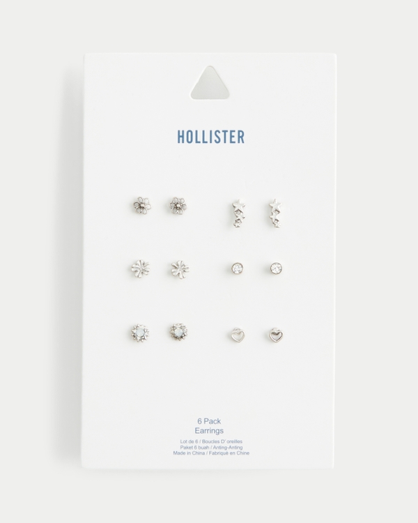 Stud Earring 6-Pack, Silver 6 Pk view 2