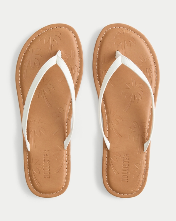 Palm Tree Pattern Flip Flops, White view 1