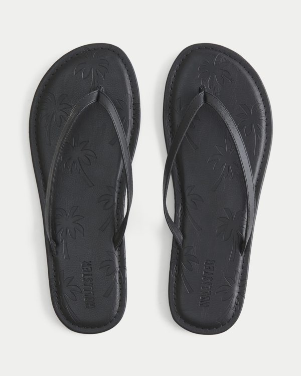 Palm Tree Pattern Flip Flops, Black view 1