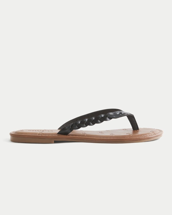 Braided Flip Flops, Brown-black view 2