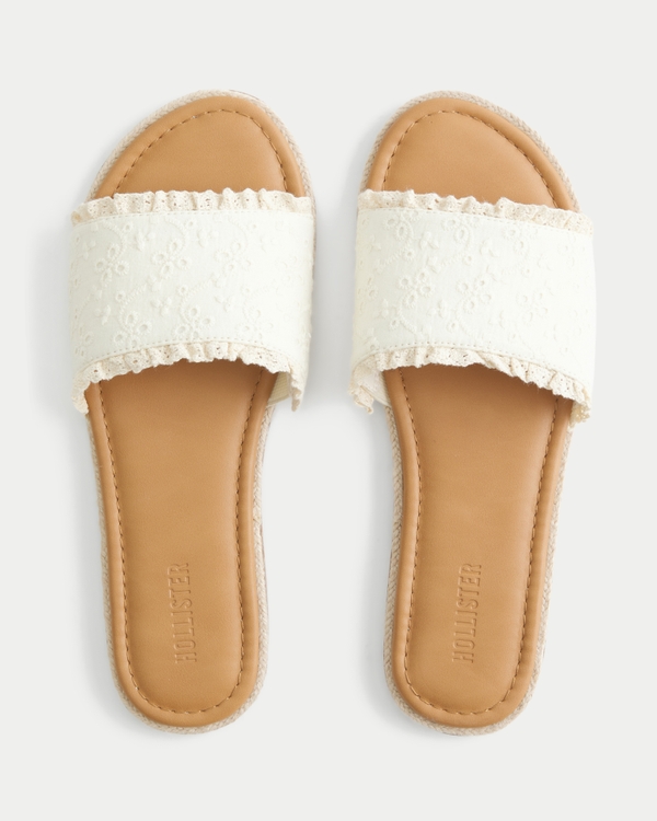 White Eyelet Slides, Cloud White view 1