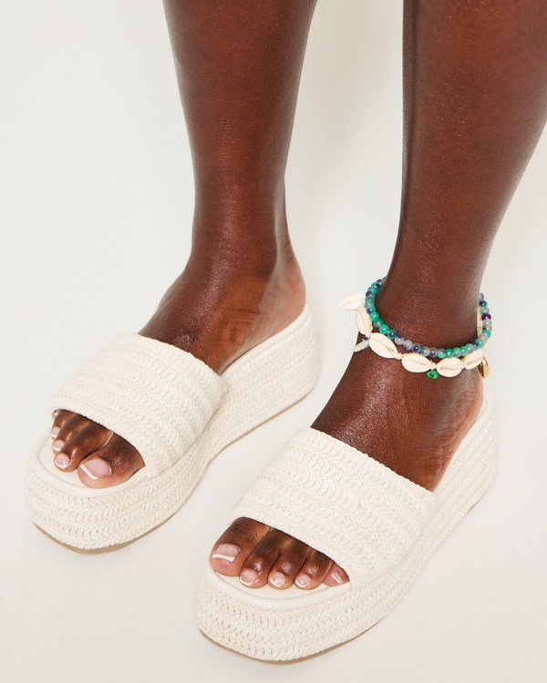 Raffia Platform Sandals, Off White view 1