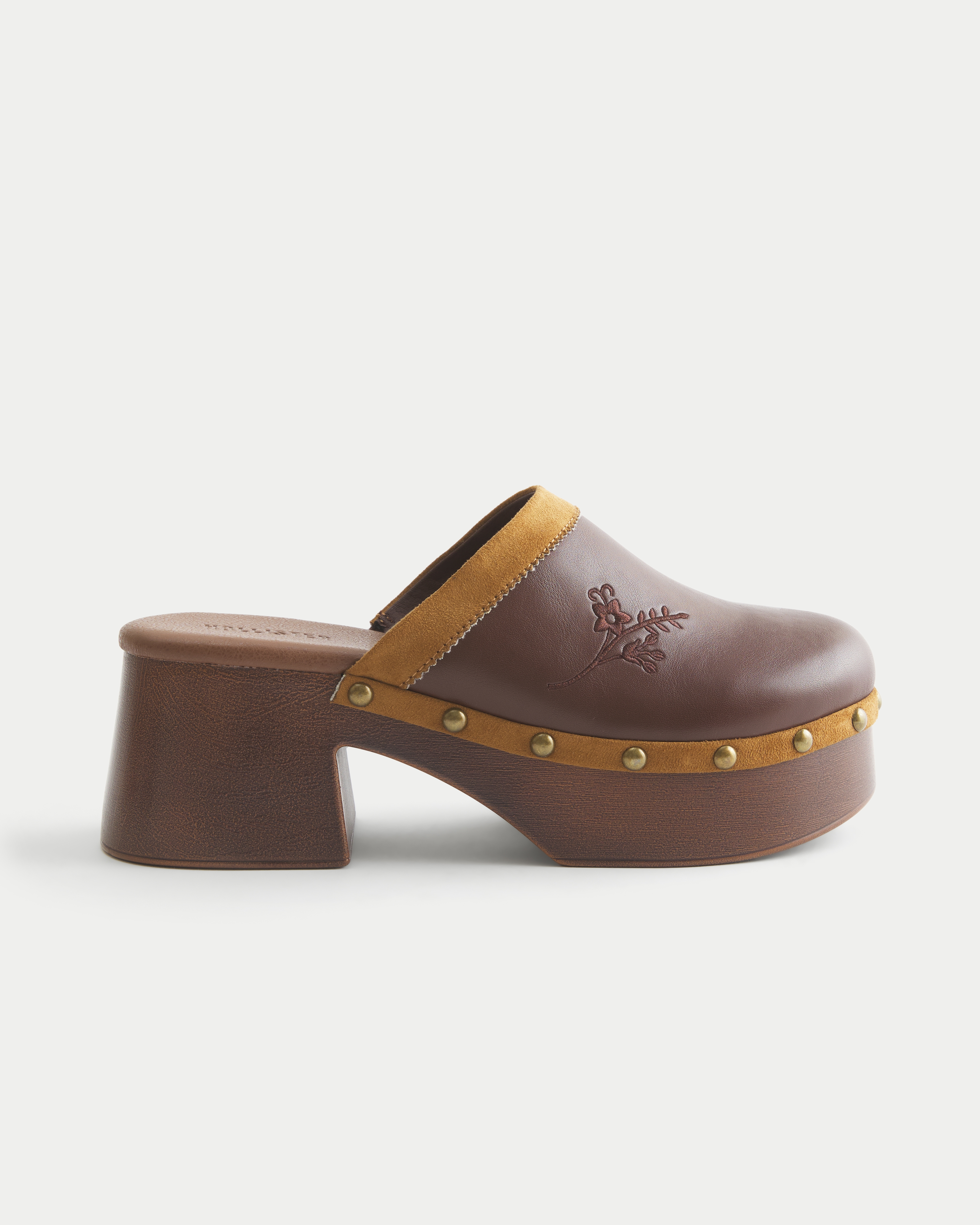 Embroidered Platform Clogs