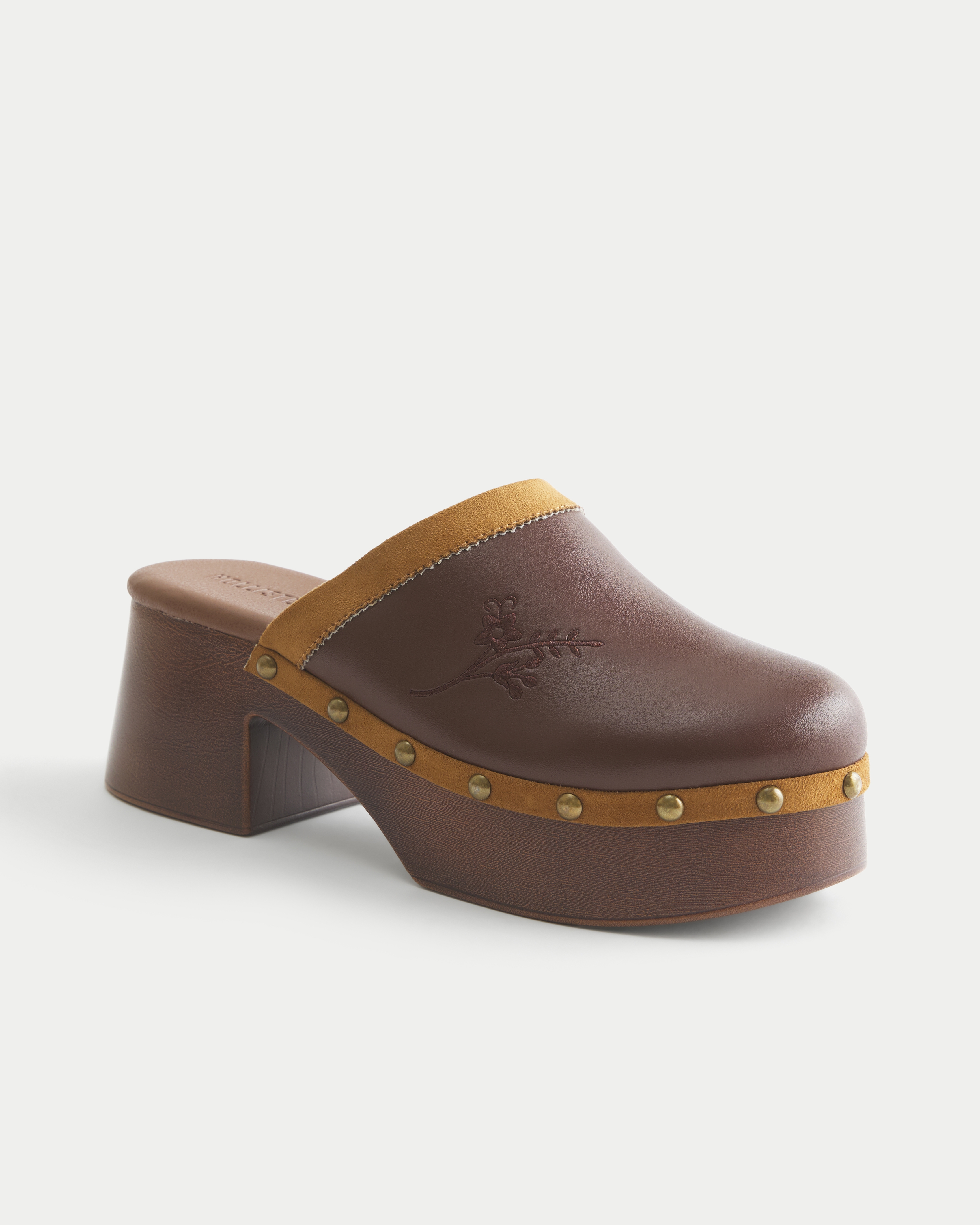 Embroidered Platform Clogs