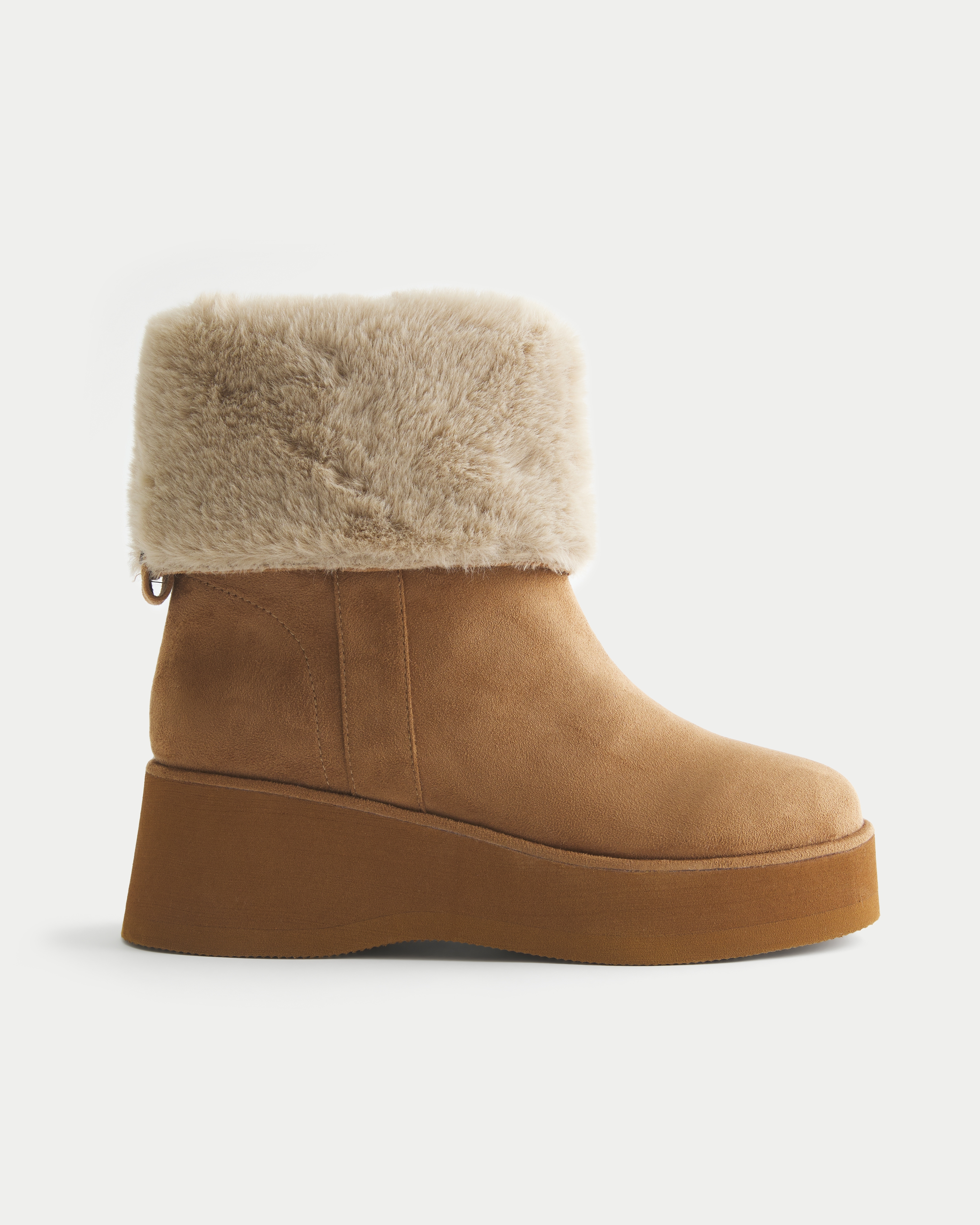 Faux Leather Fuzzy Boots