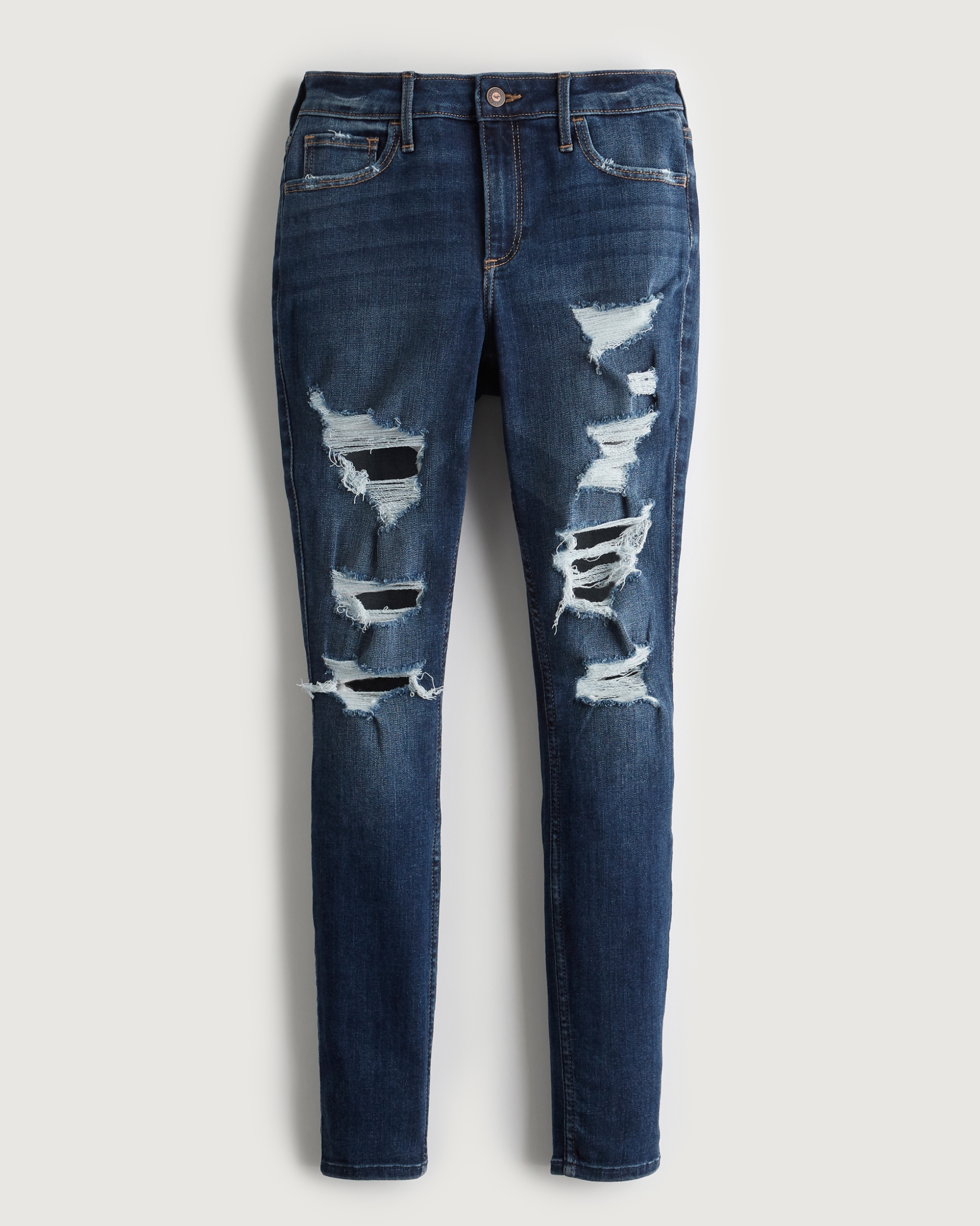 dark wash ripped skinny jeans