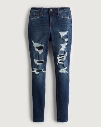 Jeans superajustados de medio Curvy | Mujeres | HollisterCo.com
