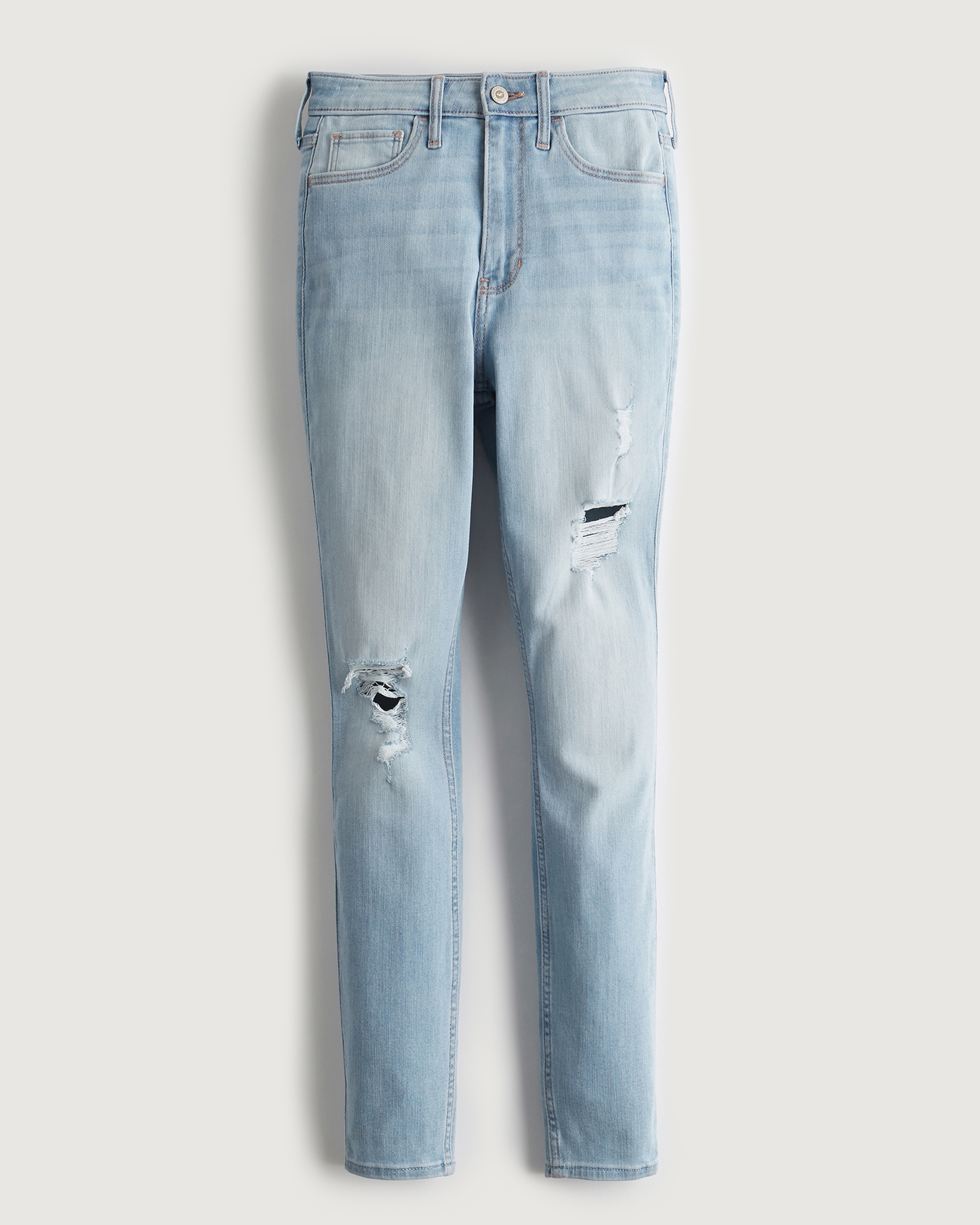 Ultra High-Rise Ripped Light Wash Super Skinny Jeans