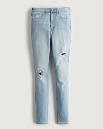 Hollister Boyfriend Patchwork Jeans In Light Wash Blue for Women
