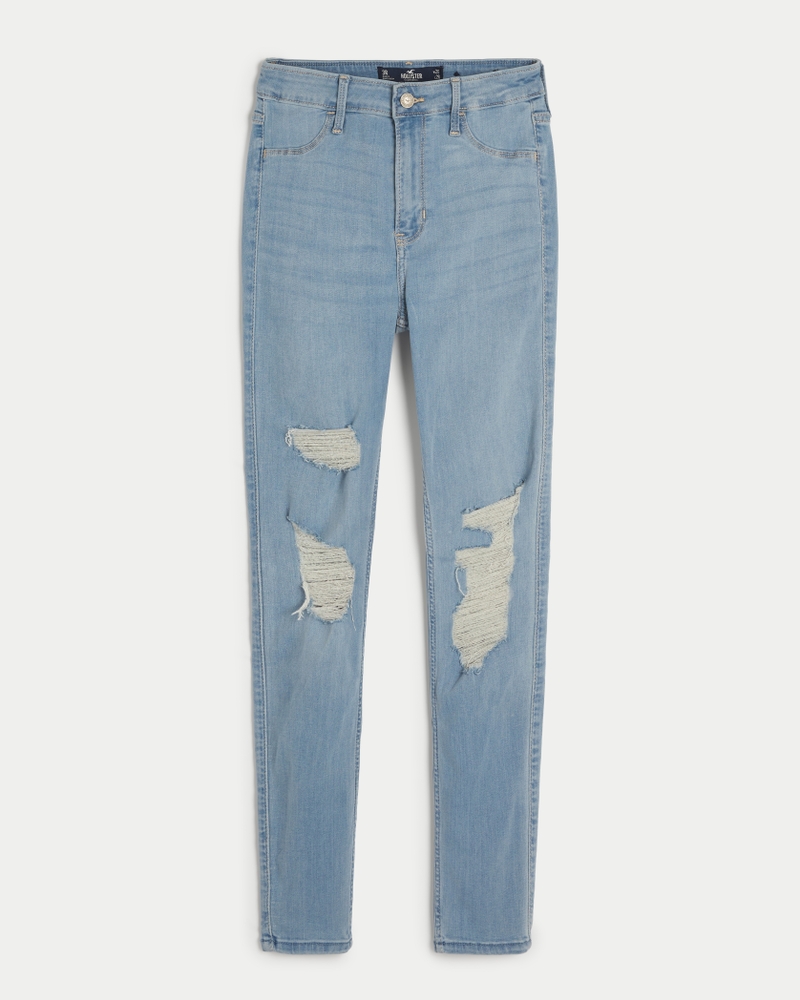 Jean Súper Skinny Rasgado Hollister Tiro Alto Mujer Talla 27