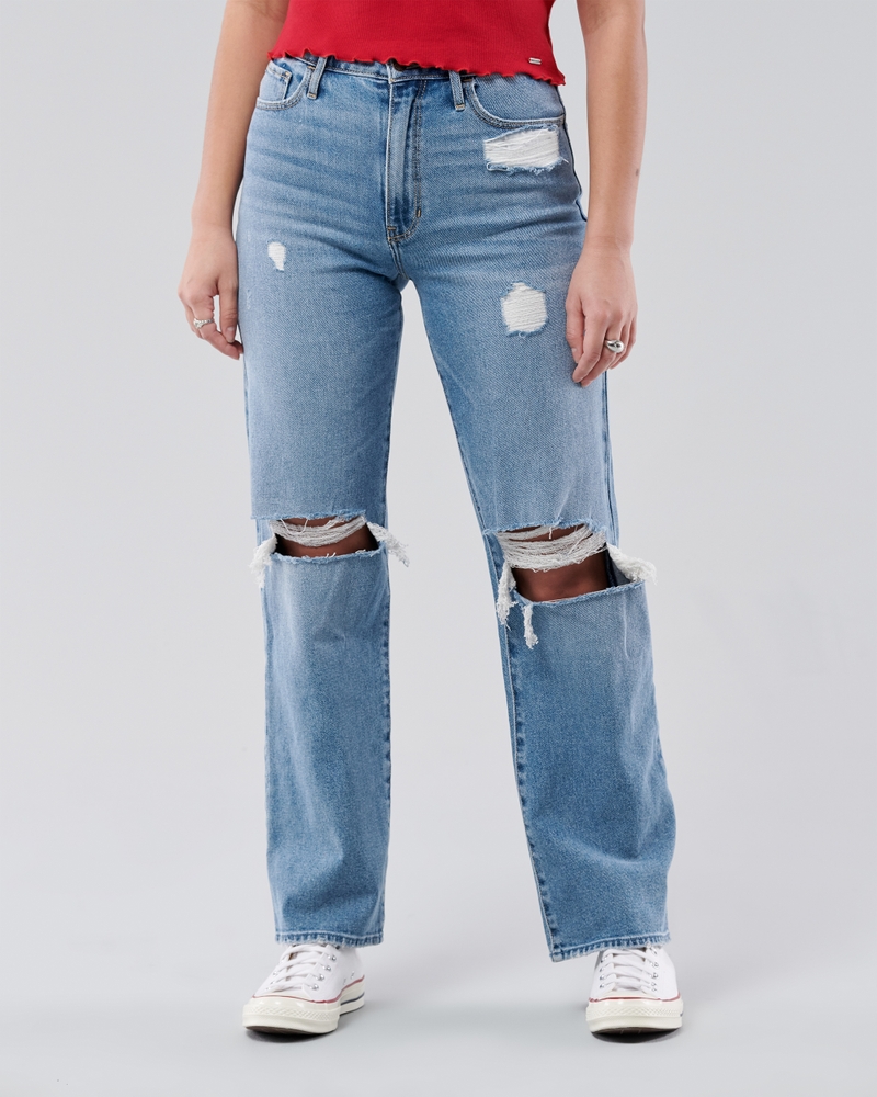 Girls Ultra High Rise Dad Jeans Girls Bottoms Hollisterco Com