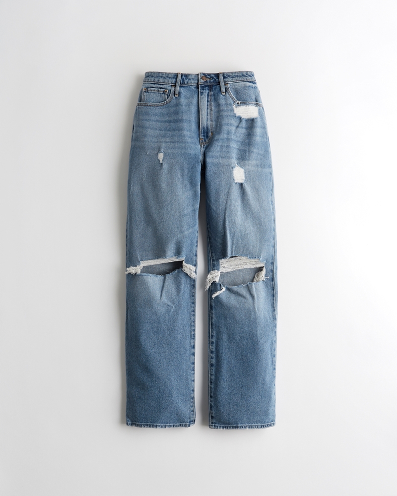 Women's Ultra High-Rise Ripped Light Wash Dad Jeans | Women's Sale ...