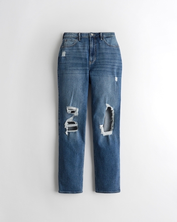 Hollister California Women's Ultra High-Rise Vintage Ankle Straight Jeans  How-1 (7 Regular, 6487-276) at  Women's Jeans store