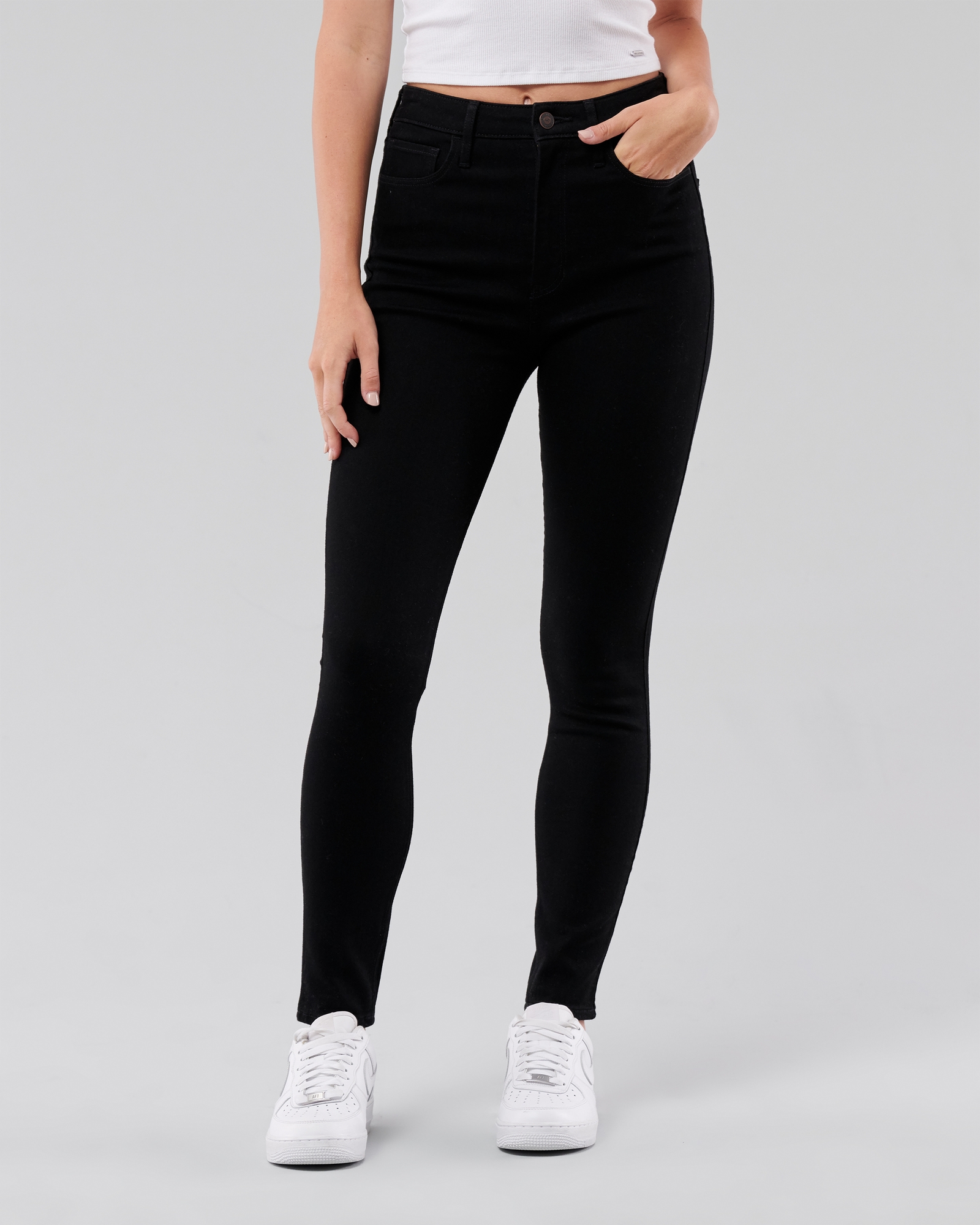 Spring Summer High Waist Slim Skinny Jeans (Color:Black Size:30), snatcher