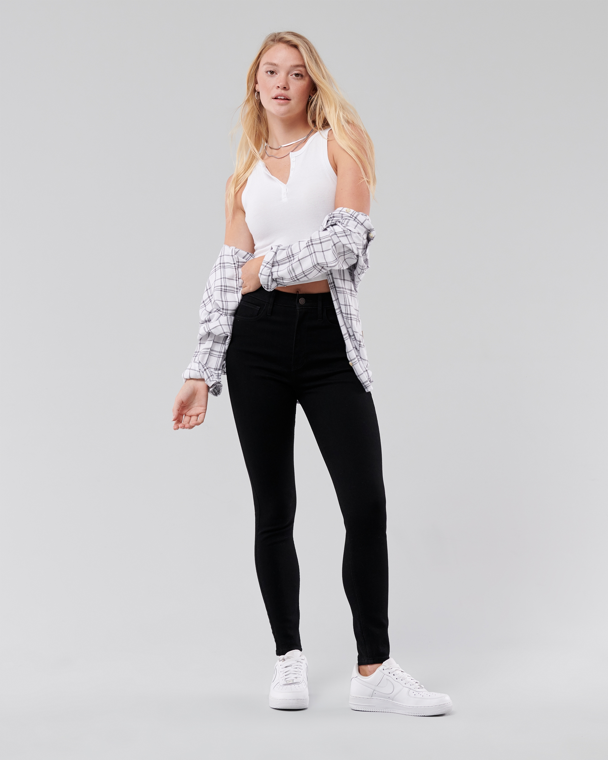 Ultra High-Rise Ripped Black Super Skinny Jeans